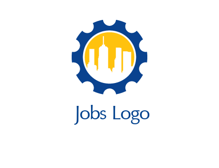 skyscrapers in circle gear logo