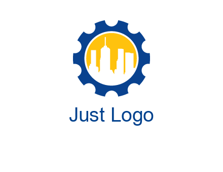skyscrapers in circle gear logo