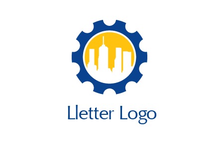 skyscrapers in circle gear logo