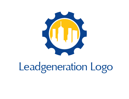 skyscrapers in circle gear logo