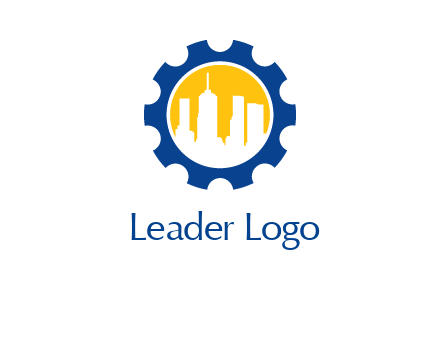 skyscrapers in circle gear logo