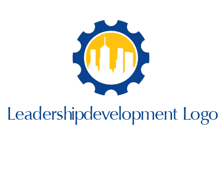 skyscrapers in circle gear logo