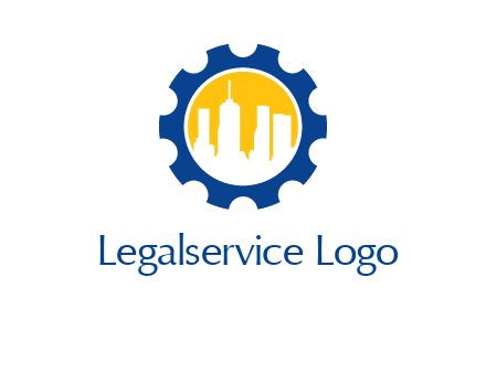 skyscrapers in circle gear logo