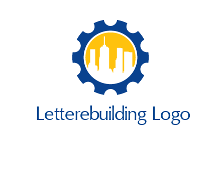 skyscrapers in circle gear logo