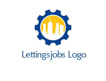 skyscrapers in circle gear logo