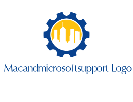 skyscrapers in circle gear logo