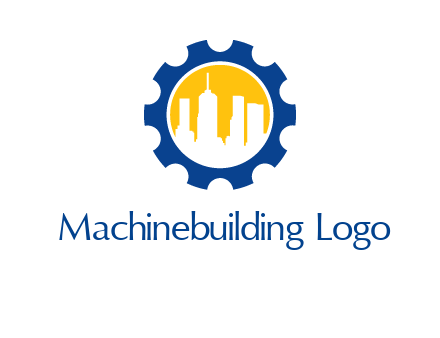 skyscrapers in circle gear logo