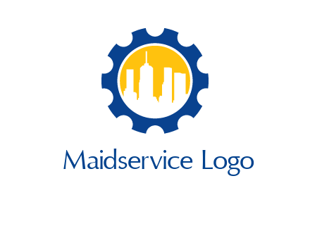 skyscrapers in circle gear logo