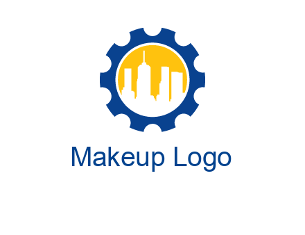 skyscrapers in circle gear logo