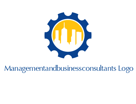 skyscrapers in circle gear logo