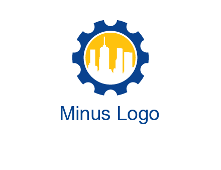 skyscrapers in circle gear logo