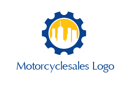 skyscrapers in circle gear logo