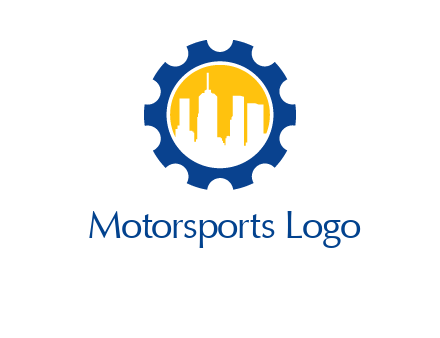 skyscrapers in circle gear logo