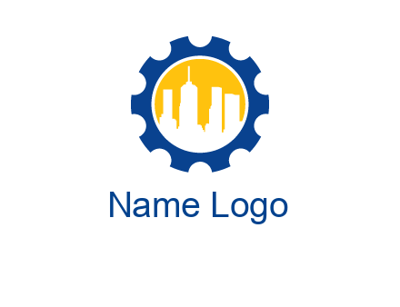 skyscrapers in circle gear logo