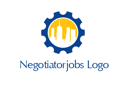skyscrapers in circle gear logo