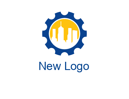 skyscrapers in circle gear logo