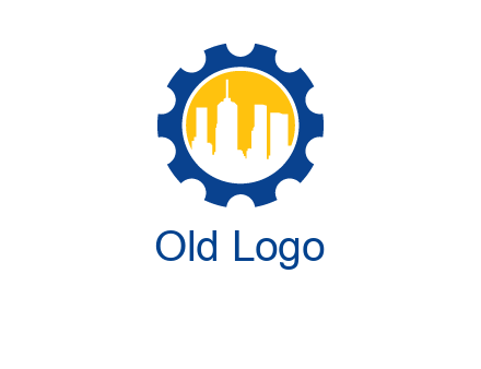 skyscrapers in circle gear logo