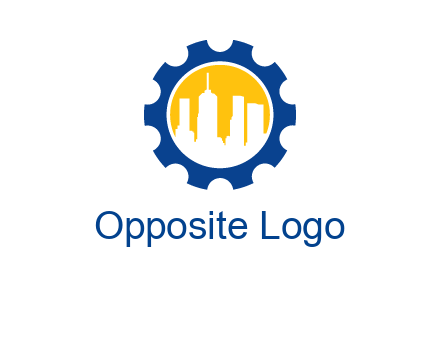 skyscrapers in circle gear logo
