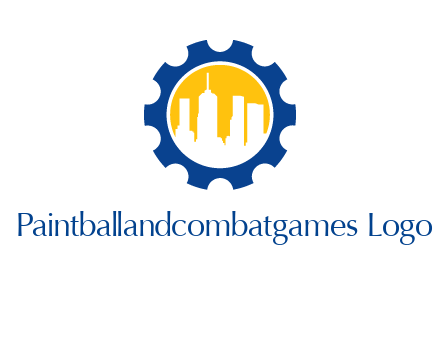 skyscrapers in circle gear logo