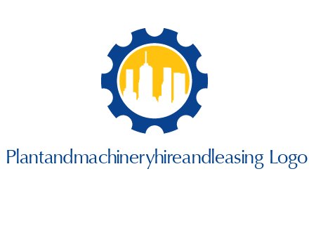 skyscrapers in circle gear logo