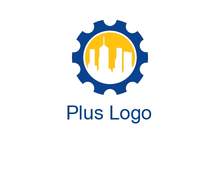 skyscrapers in circle gear logo