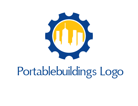 skyscrapers in circle gear logo
