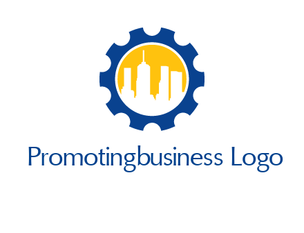 skyscrapers in circle gear logo