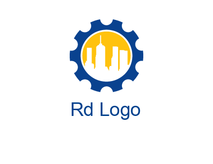 skyscrapers in circle gear logo