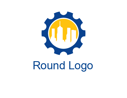 skyscrapers in circle gear logo