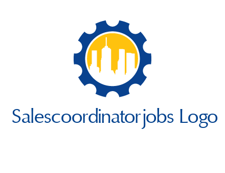 skyscrapers in circle gear logo