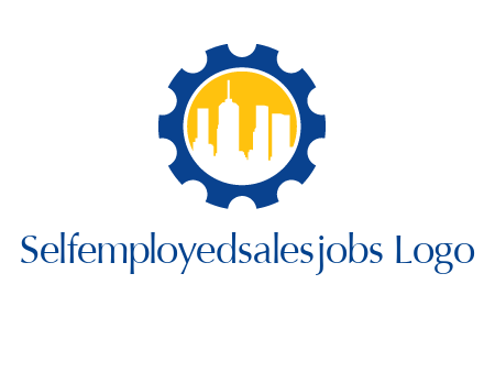 skyscrapers in circle gear logo