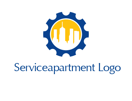 skyscrapers in circle gear logo