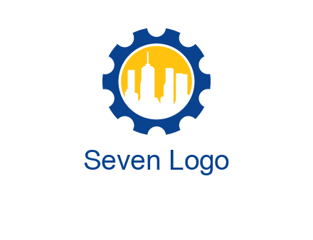 skyscrapers in circle gear logo