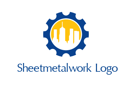 skyscrapers in circle gear logo