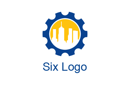 skyscrapers in circle gear logo