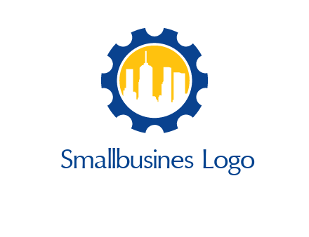 skyscrapers in circle gear logo