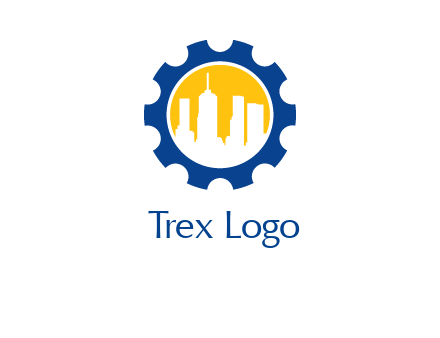skyscrapers in circle gear logo