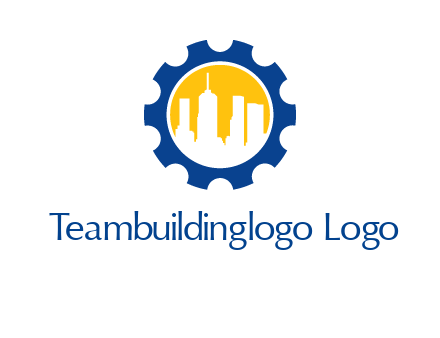 skyscrapers in circle gear logo