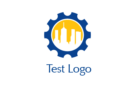 skyscrapers in circle gear logo