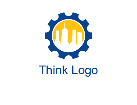 skyscrapers in circle gear logo