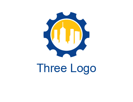 skyscrapers in circle gear logo