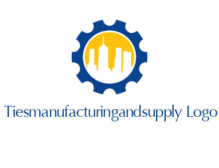 skyscrapers in circle gear logo
