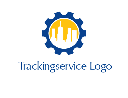 skyscrapers in circle gear logo