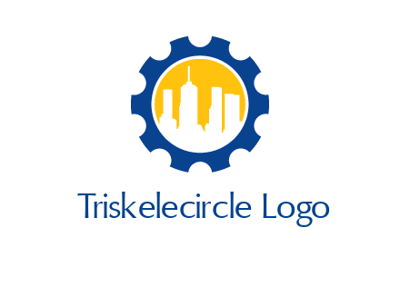 skyscrapers in circle gear logo