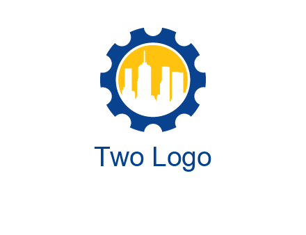 skyscrapers in circle gear logo