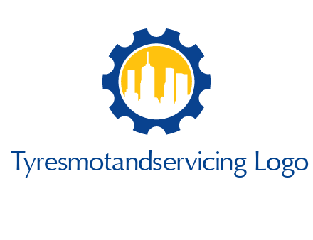 skyscrapers in circle gear logo
