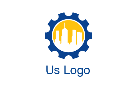 skyscrapers in circle gear logo