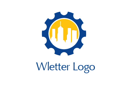 skyscrapers in circle gear logo