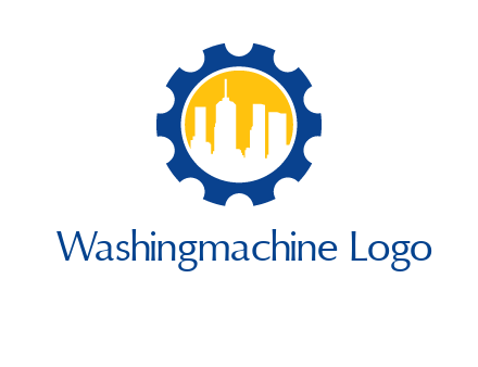 skyscrapers in circle gear logo