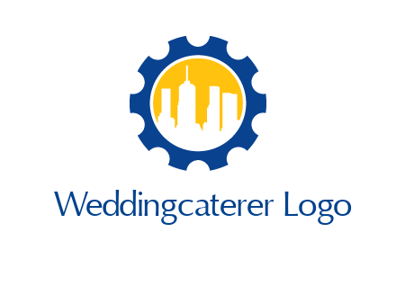 skyscrapers in circle gear logo